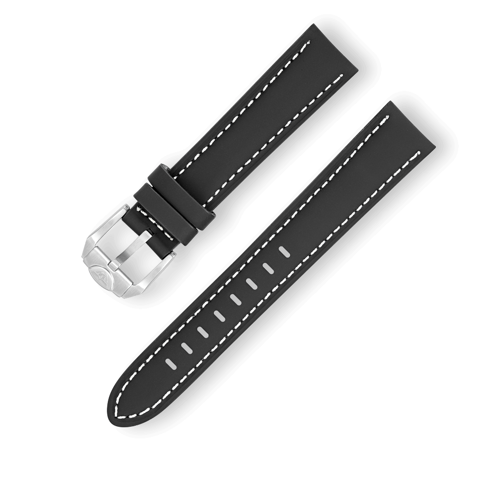 SQUALE Bracelet en cuir caoutchouté original 18 mm CINRLEBK18